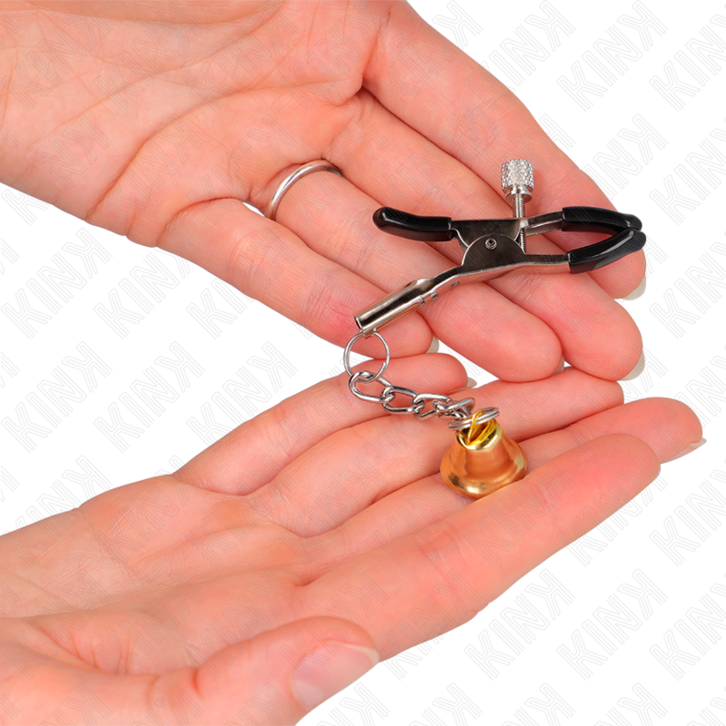 img_186603_baed619b72a84ad10175f1e973ccd3ee_1.png KINK - GOLD BELL PENDANT NIPPLE CLAMPS 6 CM - Image 3