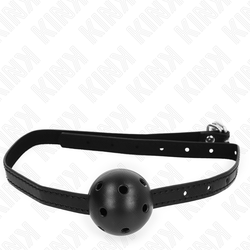 img_187322_4d24a36de4b2bc7086f290320726fa4d_1.png KINK - SIMPLICITY BLACK BREATHABLE BALL 4.5 CM GAG 62 x 1.5 CM - Image 3